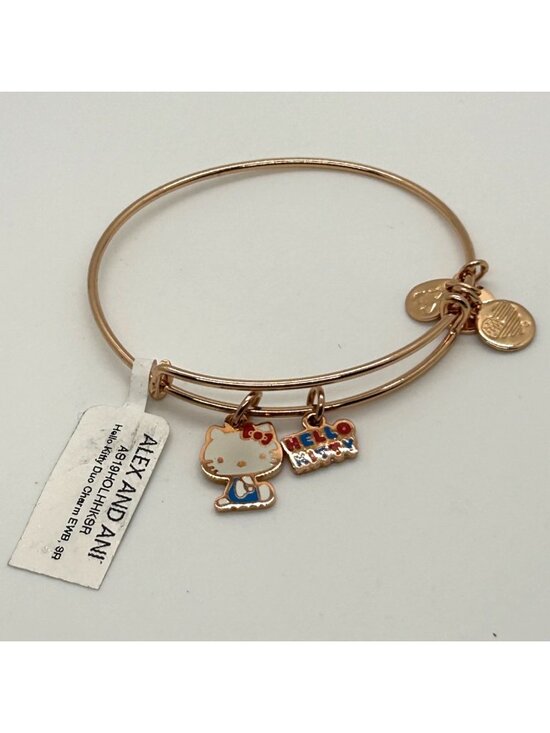 Alex and Ani Jewelry - Alex And Ani Hello Kitty Duo Charm Bangle Bracelet Rose Gold Tone Expandable